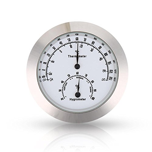 Guitar Thermometer Hygrometer Round Digital Violin Humidity Temperature Meter for Instrument Care (Silver) - B07CBJ9YN3